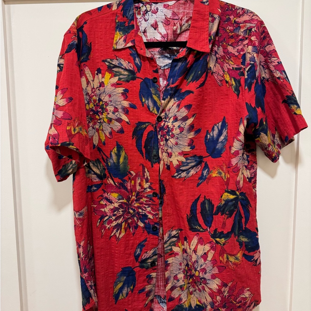 Floral Red Short Sleeve Shirt